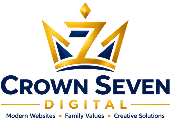 Crown Seven Digital logo. Modern Websites, Family Values, Creative Solutions.